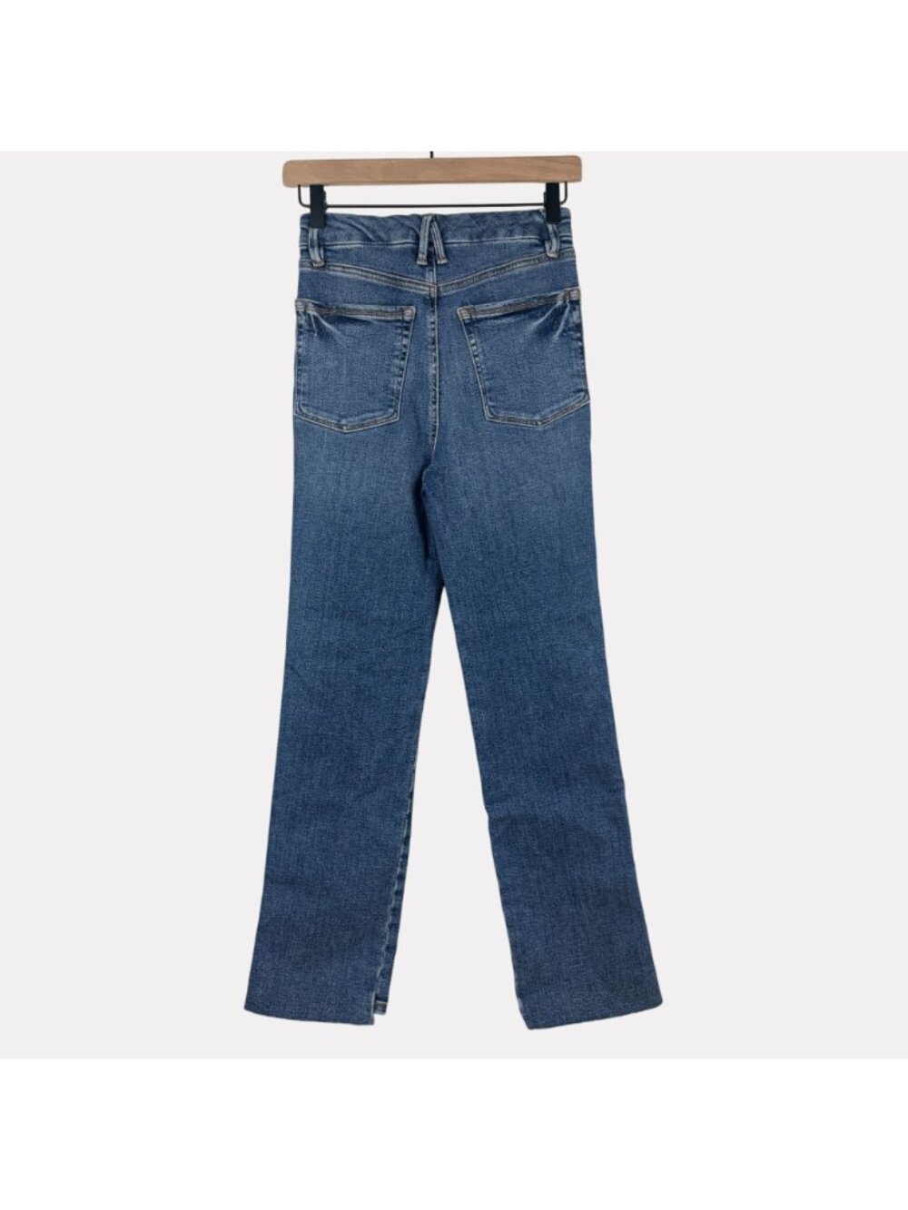 Good American Good Curve Step Hem Straight Leg Jeans Womens 2/26 Indigo Blue - Picture 2 of 11